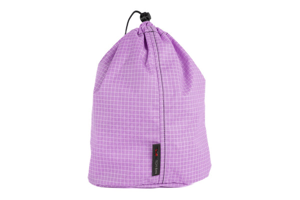 A Size 4 Wisteria (pale purple with white grid) 200 Halcyon Travel Stuff Sack.